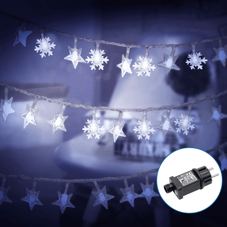 Aigostar - LED julkedja för utomhusbruk 50xLED/8 funktioner 8m IP44 kall vit