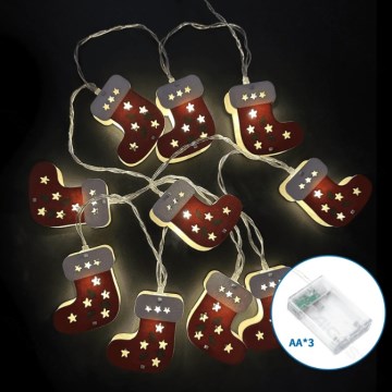 Aigostar - LED-julslinga 10xLED/3xAA 1,5m varmvita julstrumpor