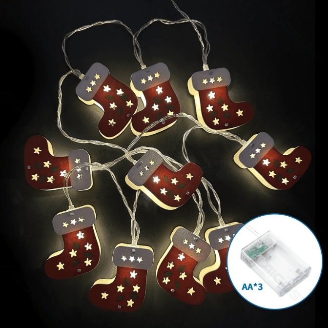 Aigostar - LED-julslinga 10xLED/3xAA 1,5m varmvita julstrumpor