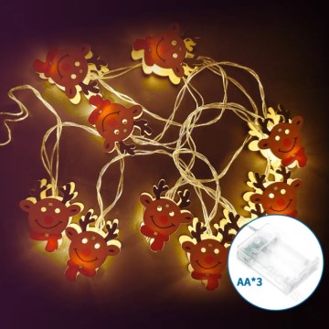 Aigostar - LED-julslinga 10×LED/3×AA, 1,5 m, varmvit, renfigur