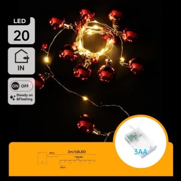 Aigostar - LED-julslinga 20xLED/3xAA 2m varmvit