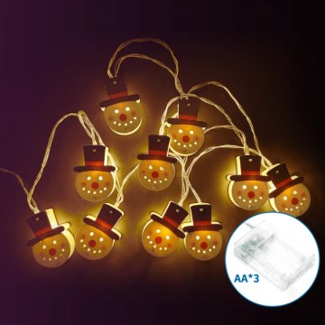 Aigostar - LED-julslinga 20xLED/3xAA 3 m varmvit snögubbe