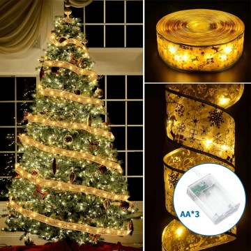 Aigostar - LED-julslinga 50xLED/3xAA 5m varmvit guldfärgad