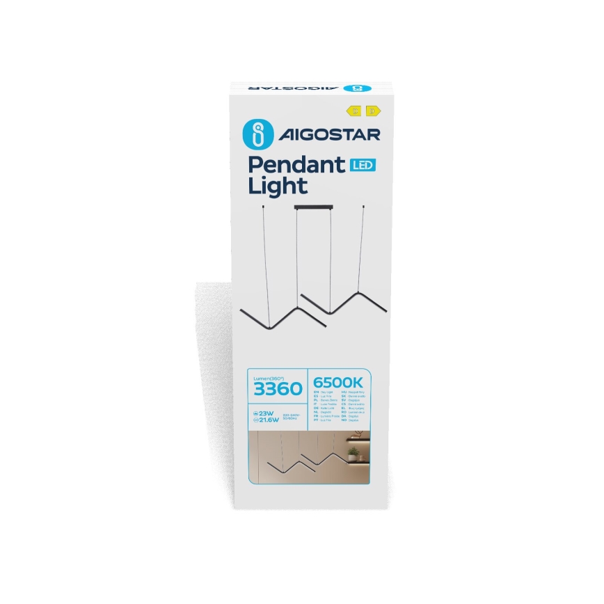 Aigostar - LED ljuskrona med textilsladd LED/23W/230V 6500K