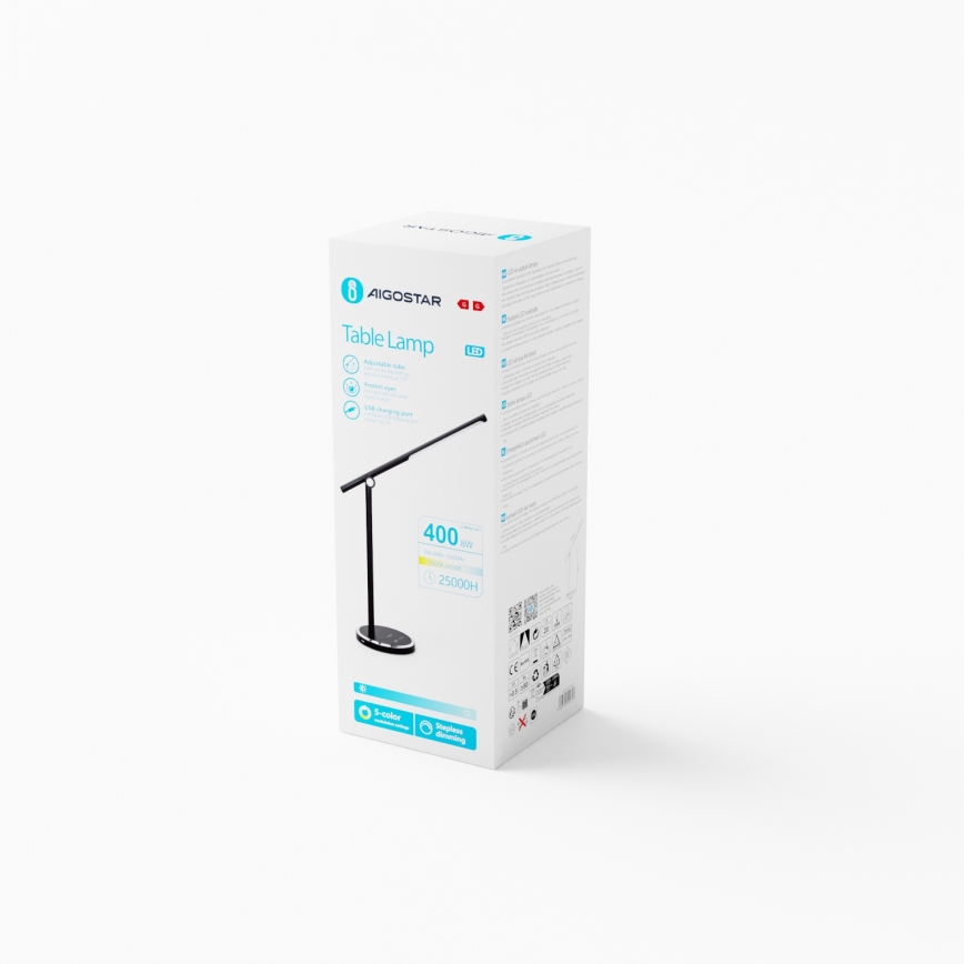 Aigostar - LED ljusreglerad bordslampa touch LED/8W/230V 3000-6000K svart