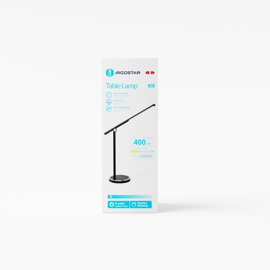 Aigostar - LED ljusreglerad bordslampa touch LED/8W/230V 3000-6000K svart
