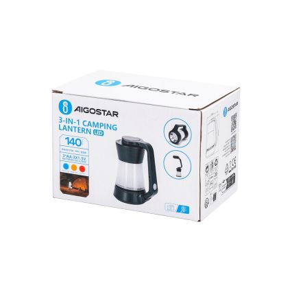 Aigostar - LED Ljusreglerad camping flashlight 03.01.2001 LED/3xAA svart