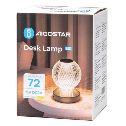 Aigostar - LED Ljusreglerad uppladdningsbar bordslampa LED/1W/5V 2700/4000/6500K 1800mAh 13,5 cm
