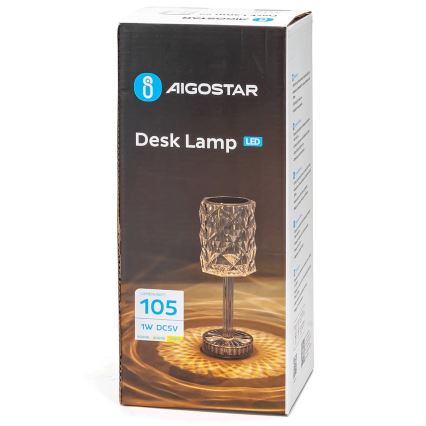 Aigostar - LED Ljusreglerad uppladdningsbar bordslampa LED/1W/5V 2700/4000/6500K 1800mAh 26 cm