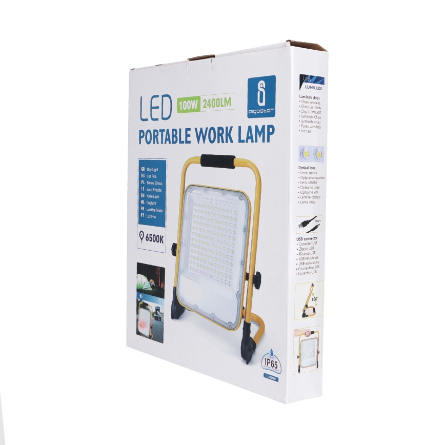 Aigostar - LED Ljusreglerad rechargeable strålkastare LED/100W/5V 6500K IP65