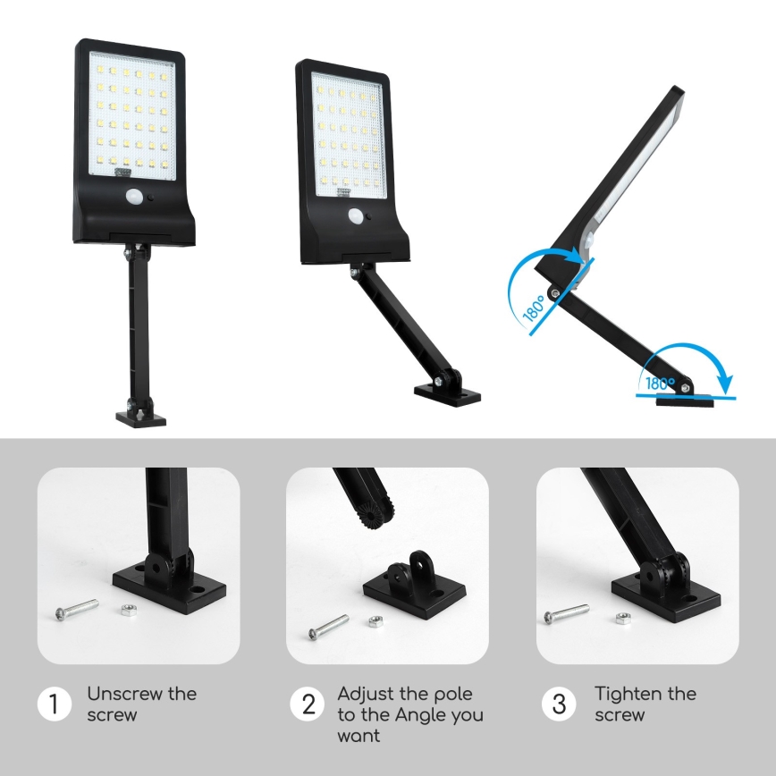 Aigostar - LED Ljusreglerad solcell lampa med sensor LED/2,3W/5,5V IP65 1800 mAh + fjärrkontroll