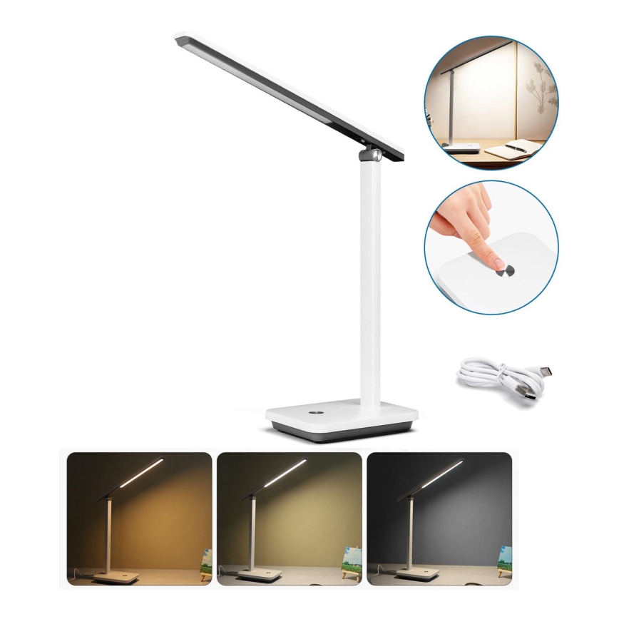 Aigostar - LED Ljusreglerad uppladdningsbar bordslampa LED/5W/5V 3000-6500K vit/svart