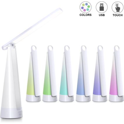 Aigostar - LED Ljusreglerad uppladdningsbar bordslampa LED/7W/5V 4000K 4400 mAh vit