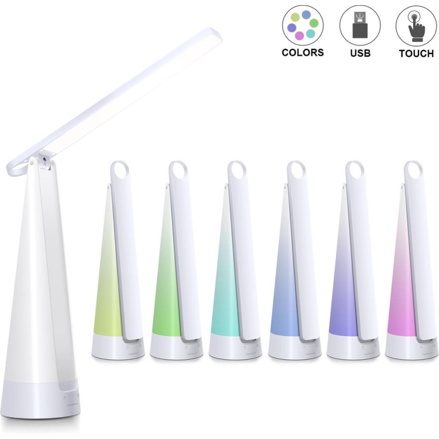 Aigostar - LED Ljusreglerad uppladdningsbar bordslampa LED/7W/5V 4000K 4400 mAh vit