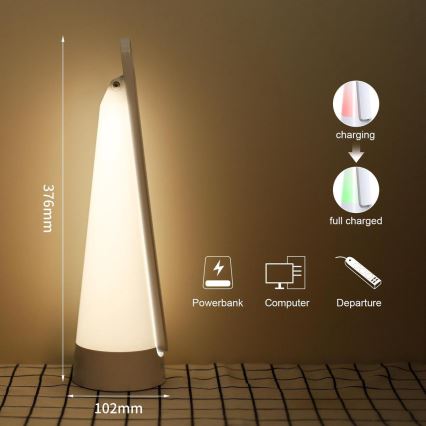 Aigostar - LED Ljusreglerad uppladdningsbar bordslampa LED/7W/5V 4000K 4400 mAh vit