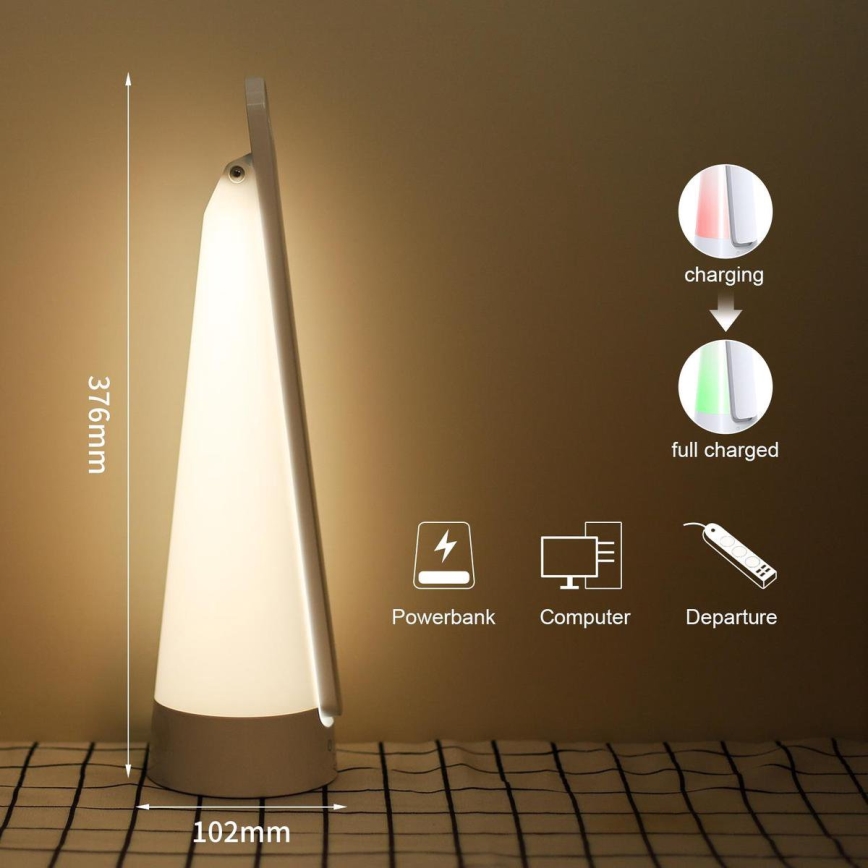 Aigostar - LED Ljusreglerad uppladdningsbar bordslampa LED/7W/5V 4000K 4400 mAh vit