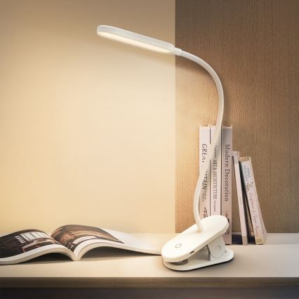 Aigostar - LED Ljusreglerad uppladdningsbar bordslampa med klämma LED/2,5W/5V 1200mAh vit