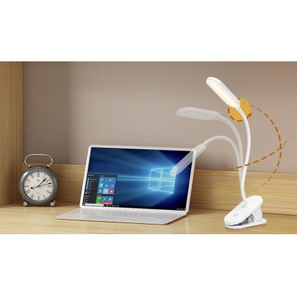 Aigostar - LED Ljusreglerad uppladdningsbar bordslampa med klämma LED/2,5W/5V 1200mAh vit