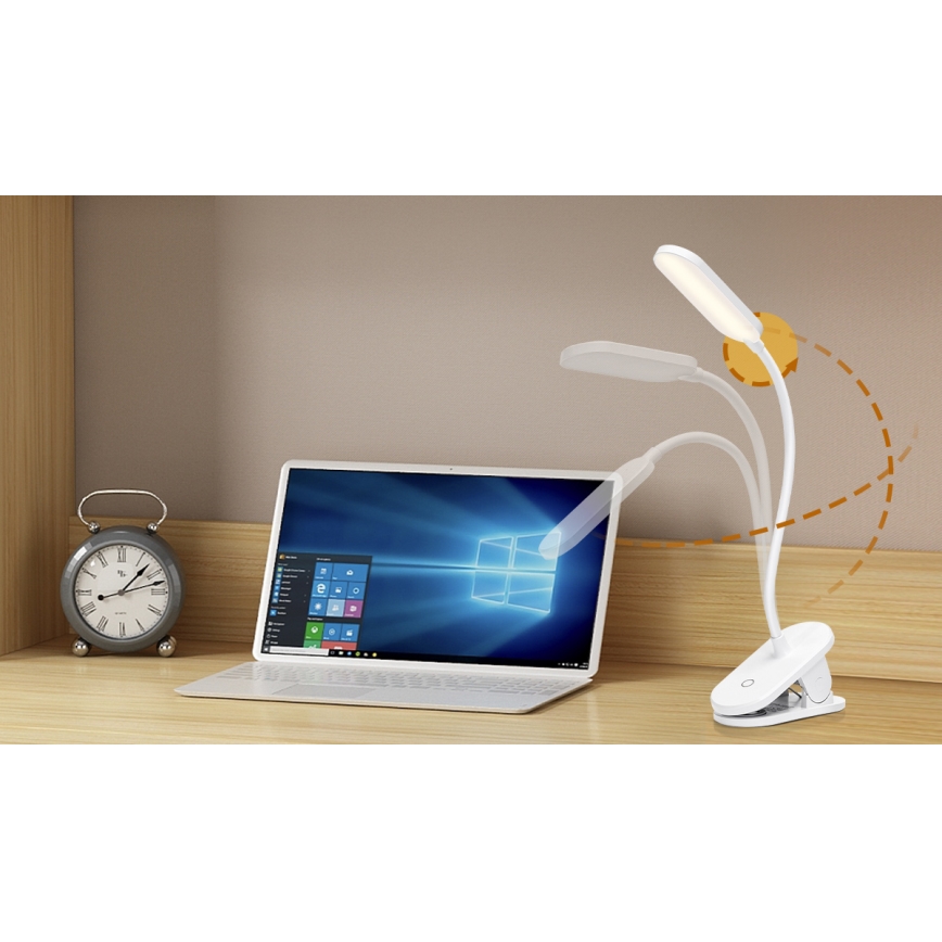 Aigostar - LED Ljusreglerad uppladdningsbar bordslampa med klämma LED/2,5W/5V 1200mAh vit