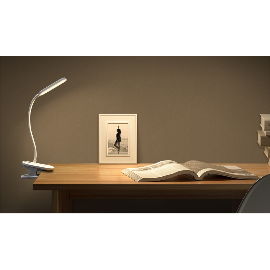 Aigostar - LED Ljusreglerad uppladdningsbar bordslampa med klämma LED/2,5W/5V 1200mAh vit