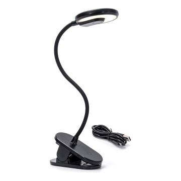 Aigostar - LED Ljusreglerad uppladdningsbar bordslampa med klämma LED/3W/5V 1800mAh svart