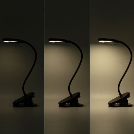 Aigostar - LED Ljusreglerad uppladdningsbar bordslampa med klämma LED/3W/5V 1800mAh svart