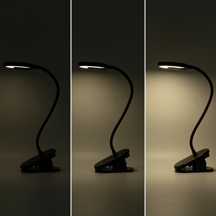 Aigostar - LED Ljusreglerad uppladdningsbar bordslampa med klämma LED/3W/5V 1800mAh svart