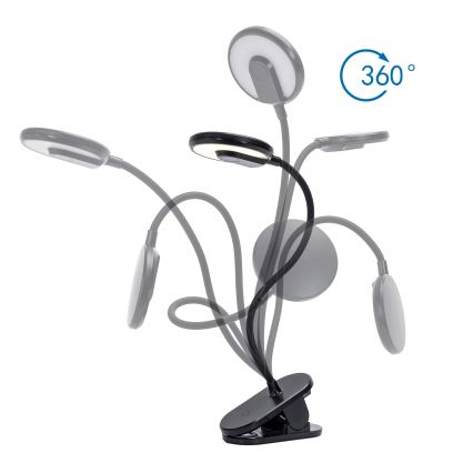 Aigostar - LED Ljusreglerad uppladdningsbar bordslampa med klämma LED/3W/5V 1800mAh svart