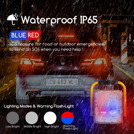 Aigostar - LED Ljusreglerad uppladdningsbar strålkastare LED/100W/5V 6500K IP65 1500mAh