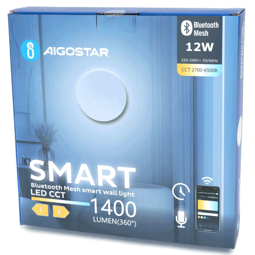 Aigostar - LED ljusreglerad vägglampa MESH Smart LED/12W/230V 2700-6500K vit