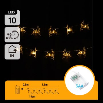 Aigostar - LED-ljusslinga 10xLED/3xAA 1,5m varmvit renar
