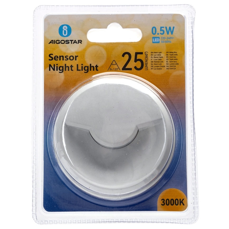 Aigostar - LED Nattlampa med skymningssensor LED/0,5W/230V 3000K