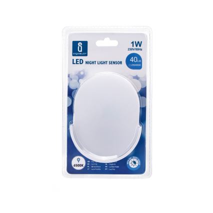 Aigostar - LED nattlampa med sensor LED/1W/230V 6500K oval