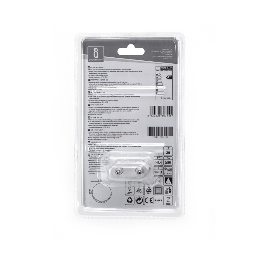 Aigostar - LED Nattlampa med skymningssensor LED/1W/230V 6500K rund