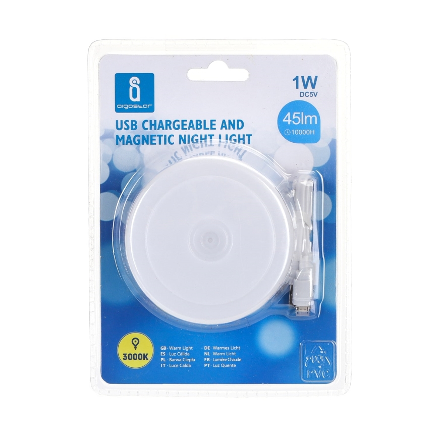 Aigostar - LED Portabelt nattlampa LED/1W/5V 3000K + USB