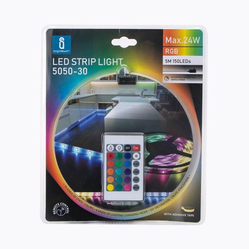 Aigostar - LED RGB Dimbar slinga 5m LED/24W/12/230V IP65 + RC