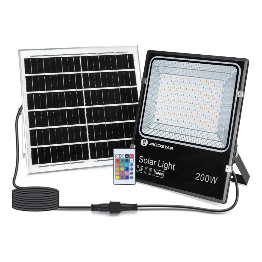 Aigostar - LED RGB Dimbar solcellsstrålkastare LED/200W/3,2V IP66 16000 mAh + fjärrkontroll