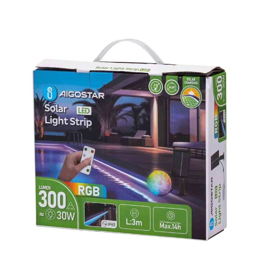 Aigostar - LED RGB Dimbar solcellsstrip LED/1,6W/3,2V 5 m IP65 + fjärrkontroll