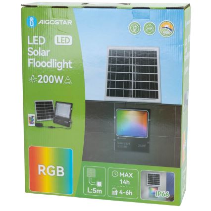 Aigostar - LED RGB Dimbar solcellsspot LED/200W/3,2V IP66 16000 mAh + fjärrkontroll