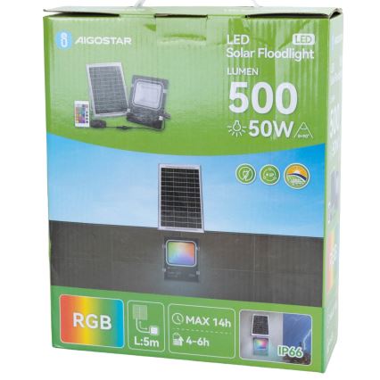 Aigostar - LED RGB Dimbar solreflektor LED/50W/3,2V IP66 4000 mAh + fjärrkontroll