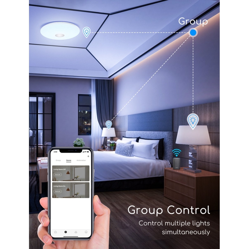 Aigostar - LED RGB dimbar taklampa 18W/230V diameter 34 cm Wi-Fi