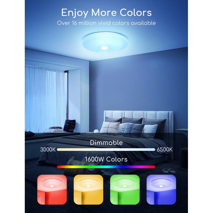 Aigostar - LED RGB dimbar taklampa 18W/230V diameter 34 cm Wi-Fi