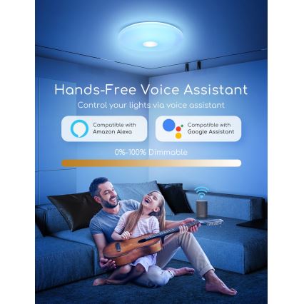 Aigostar - LED RGB dimbar taklampa 18W/230V diameter 34 cm Wi-Fi