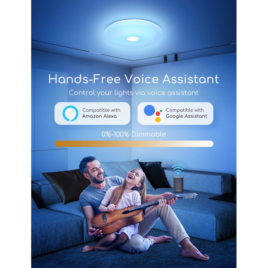 Aigostar - LED RGB dimbar taklampa 18W/230V diameter 34 cm Wi-Fi