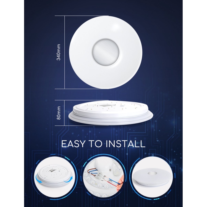 Aigostar - LED RGB dimbar taklampa 18W/230V diameter 34 cm Wi-Fi