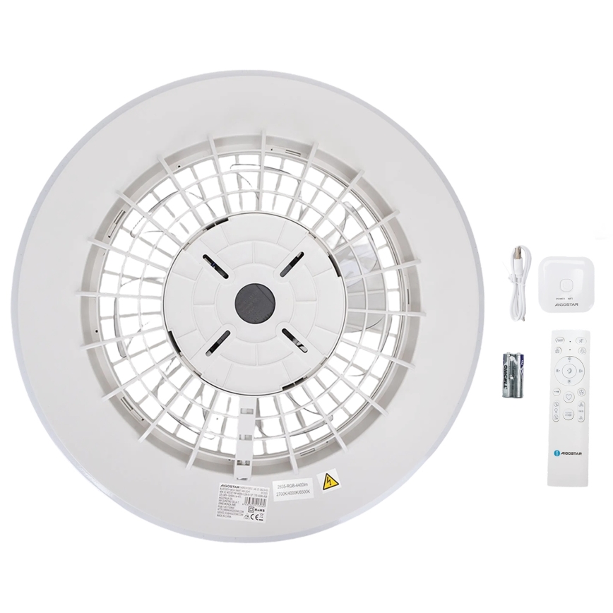 Aigostar - LED RGB Dimbar taklampa med fläkt MESH LED/40W/230V 2700-6500K vit + fjärrkontroll