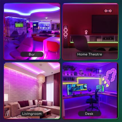 Aigostar - LED RGB Dimbar utomhusslinga 3m LED/24W/12/230V IP65