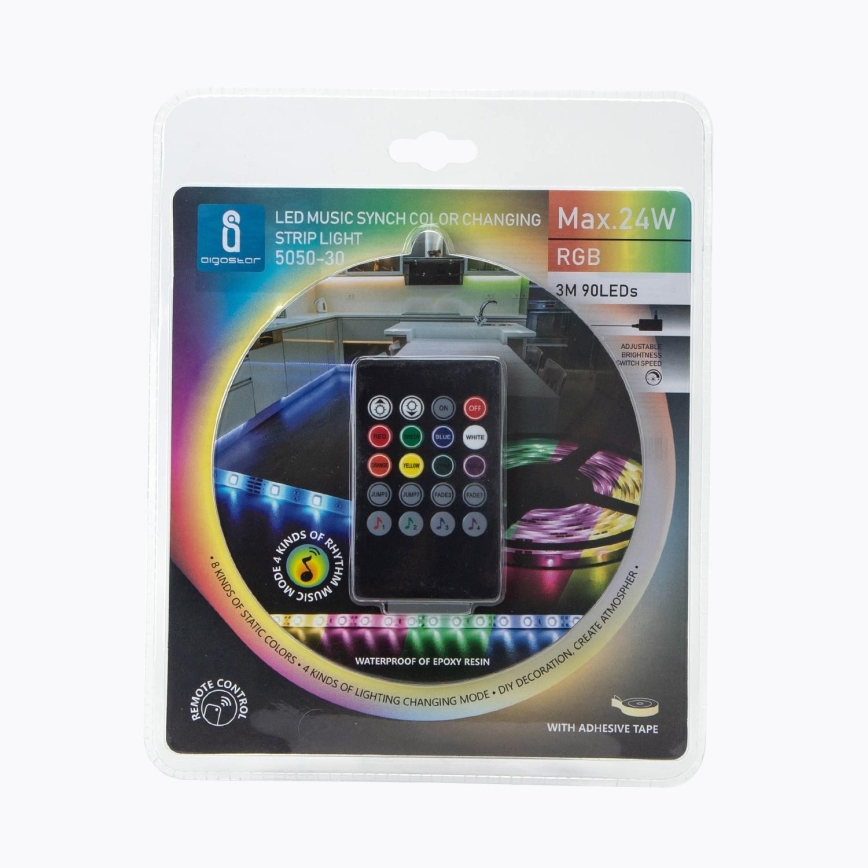 Aigostar - LED RGB Dimbar utomhusslinga 3m LED/24W/12/230V IP65