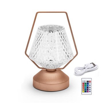 Aigostar - LED RGB Ljusreglerad uppladdningsbar bordslampa LED/1W/5V 1800mAh 20 cm + fjärrkontroll