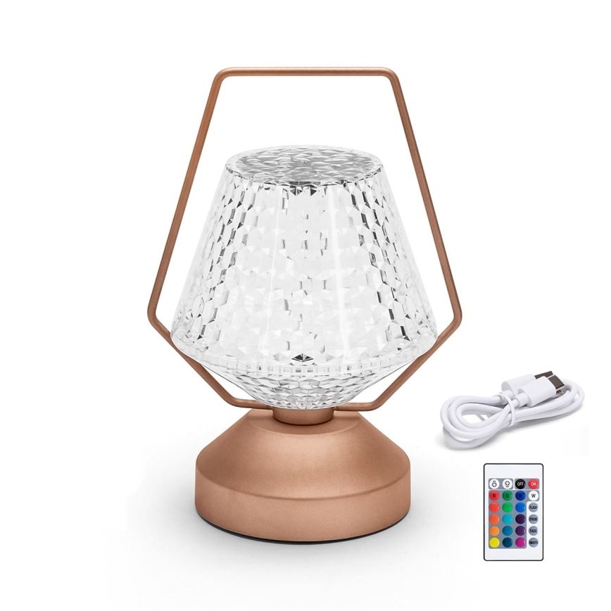 Aigostar - LED RGB Ljusreglerad uppladdningsbar bordslampa LED/1W/5V 1800mAh 20 cm + fjärrkontroll